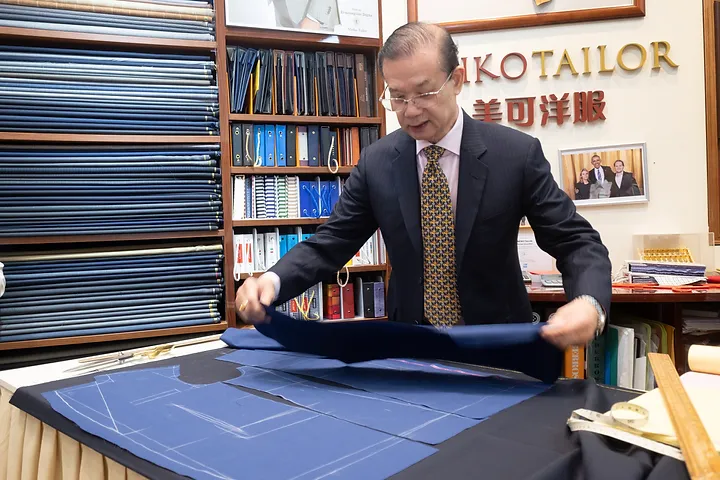 Mr. Chung from Meiko Tailor Demonstrating Suit Measurement