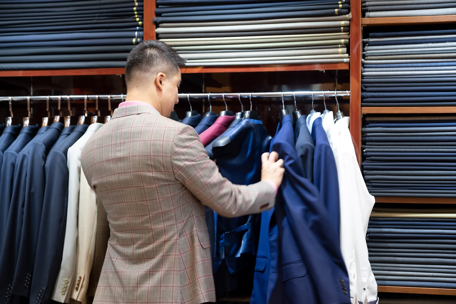 Men Choosing Jacket Suit