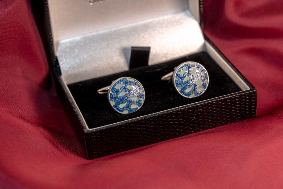 blue design cufflinks box