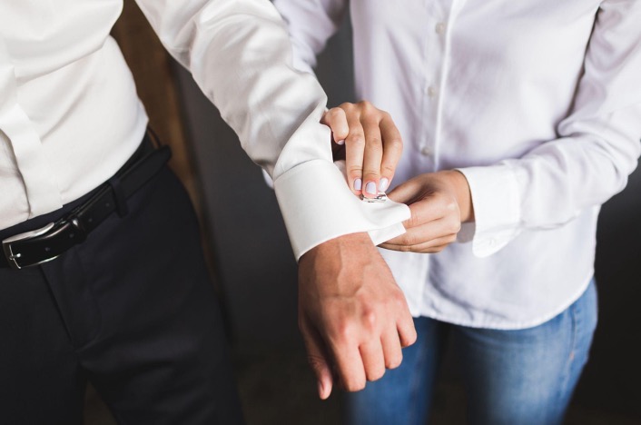 cufflink adjustment white shirt