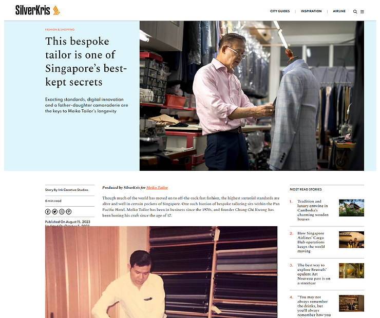 Featured in SilverKris: This bespoke tailor is one of Singapore’s best-kept secrets