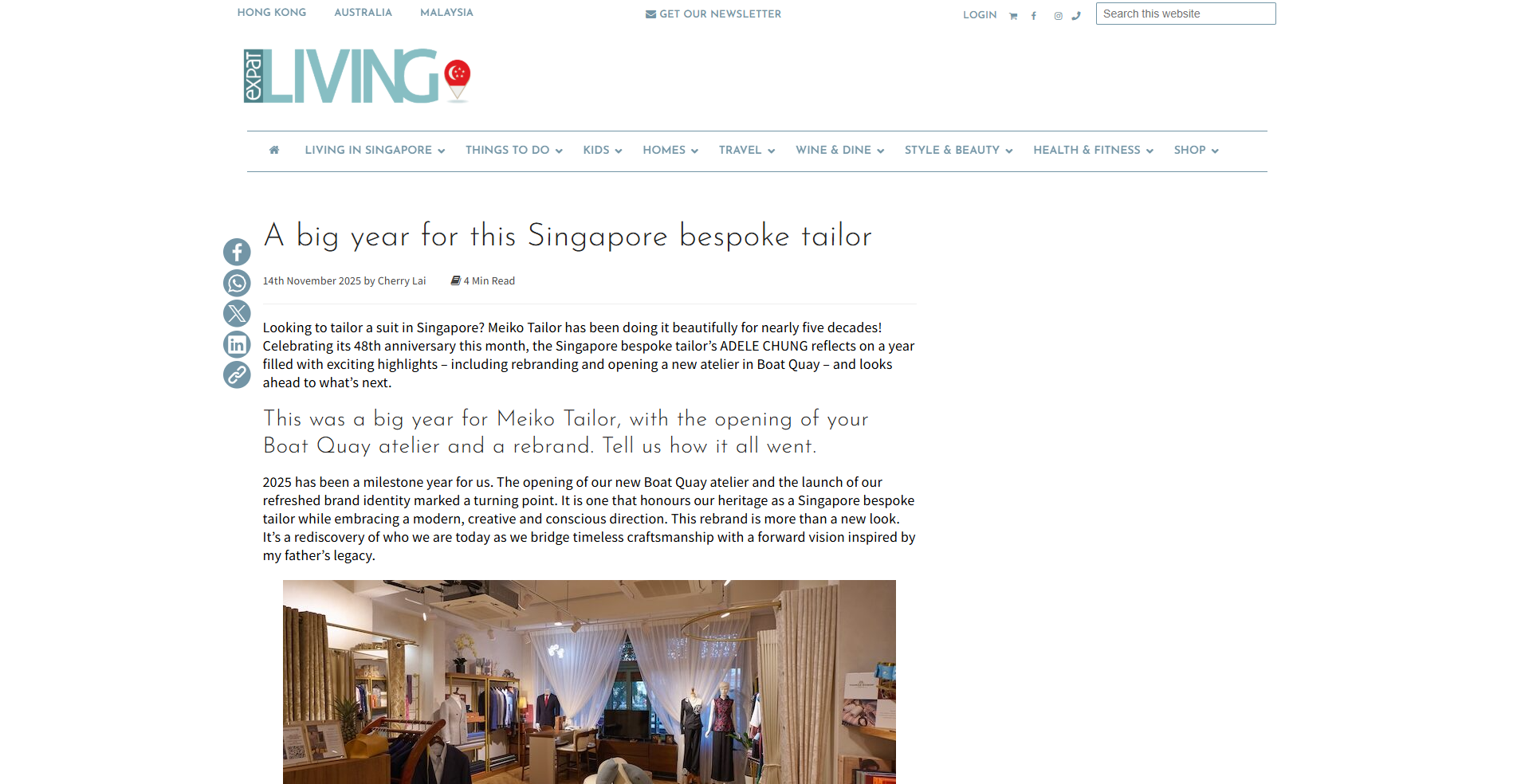 Expat Living - A big year for this Singapore bespoke tailor