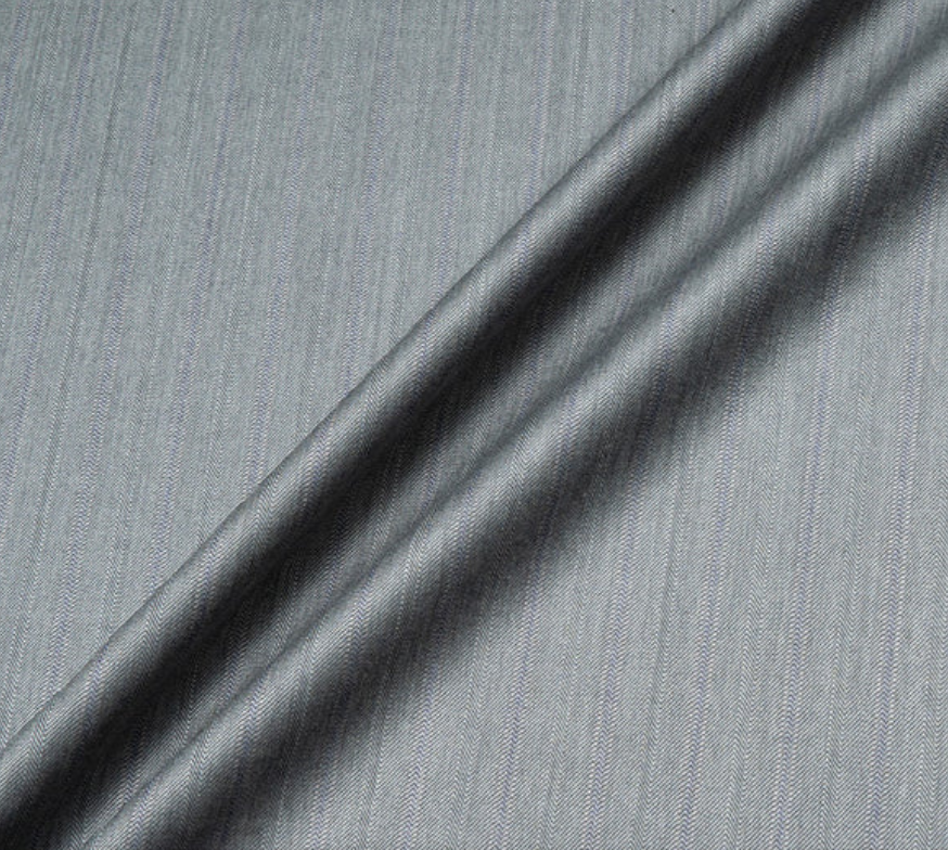 Soft Grey Herringbone Pure Wool Suiting