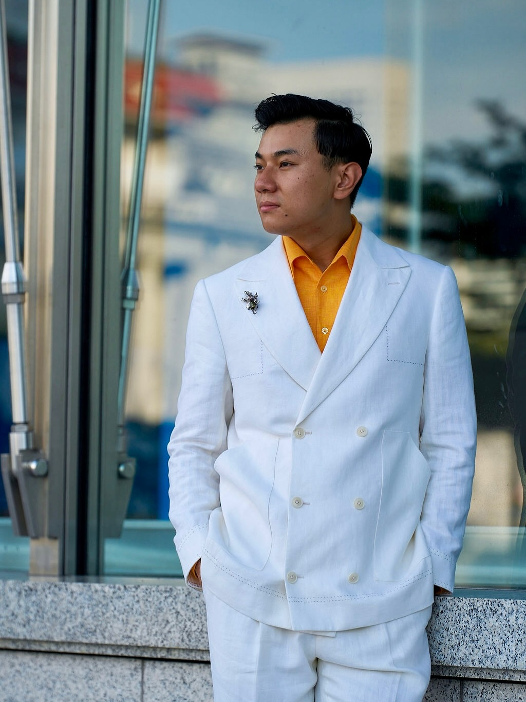 A double breasted sports jacket