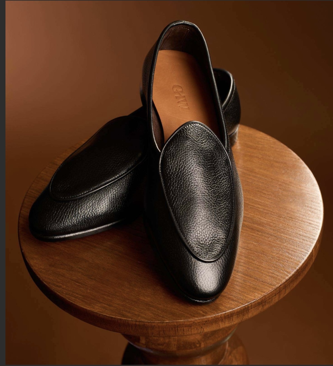 black leather shoes